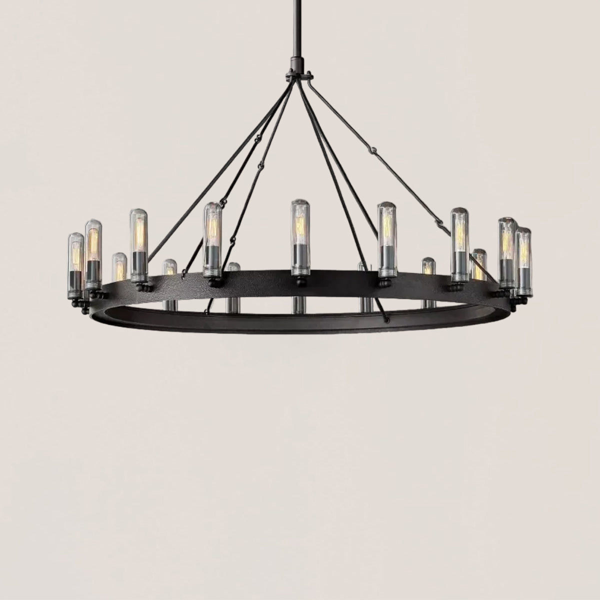 Industrial Rustic Round Iron Outdoor Chandelier - Camino Style