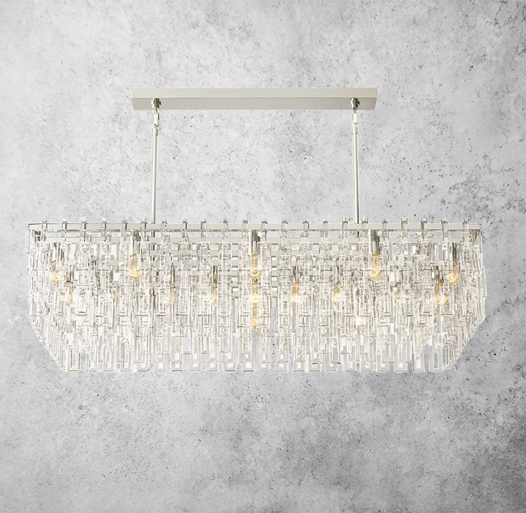 Marignan Tiered Crystal Rectangular Chandelier 60"