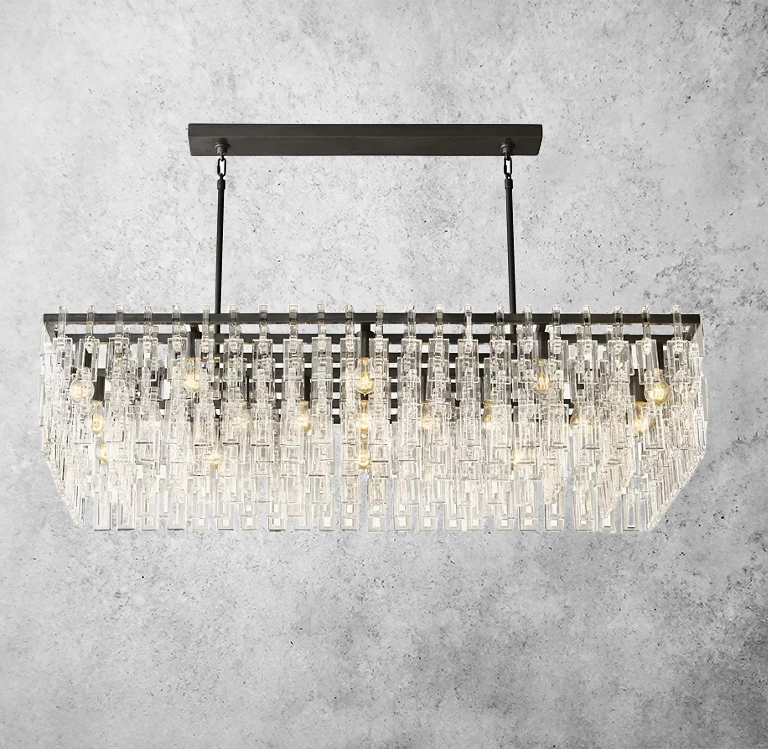 Marignan Tiered Crystal Rectangular Chandelier 60"